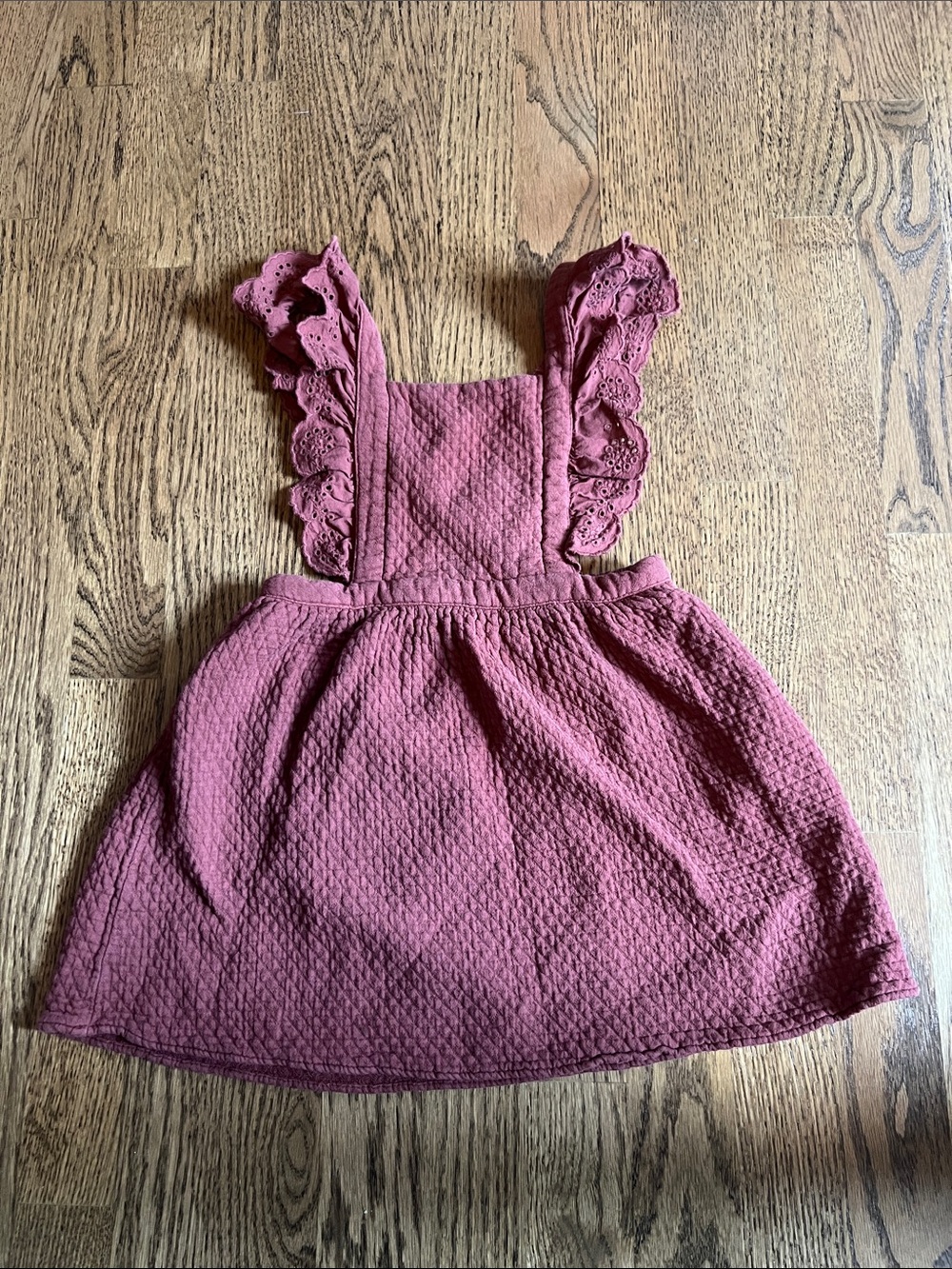 Zara Flutter Sleeve Textured Pinafore Dress - Rose Mauve